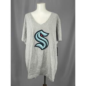 Seattle Kraken Shirt Womens 3XL Gray NHL Hockey Fanatics Tee Lightweight Logo